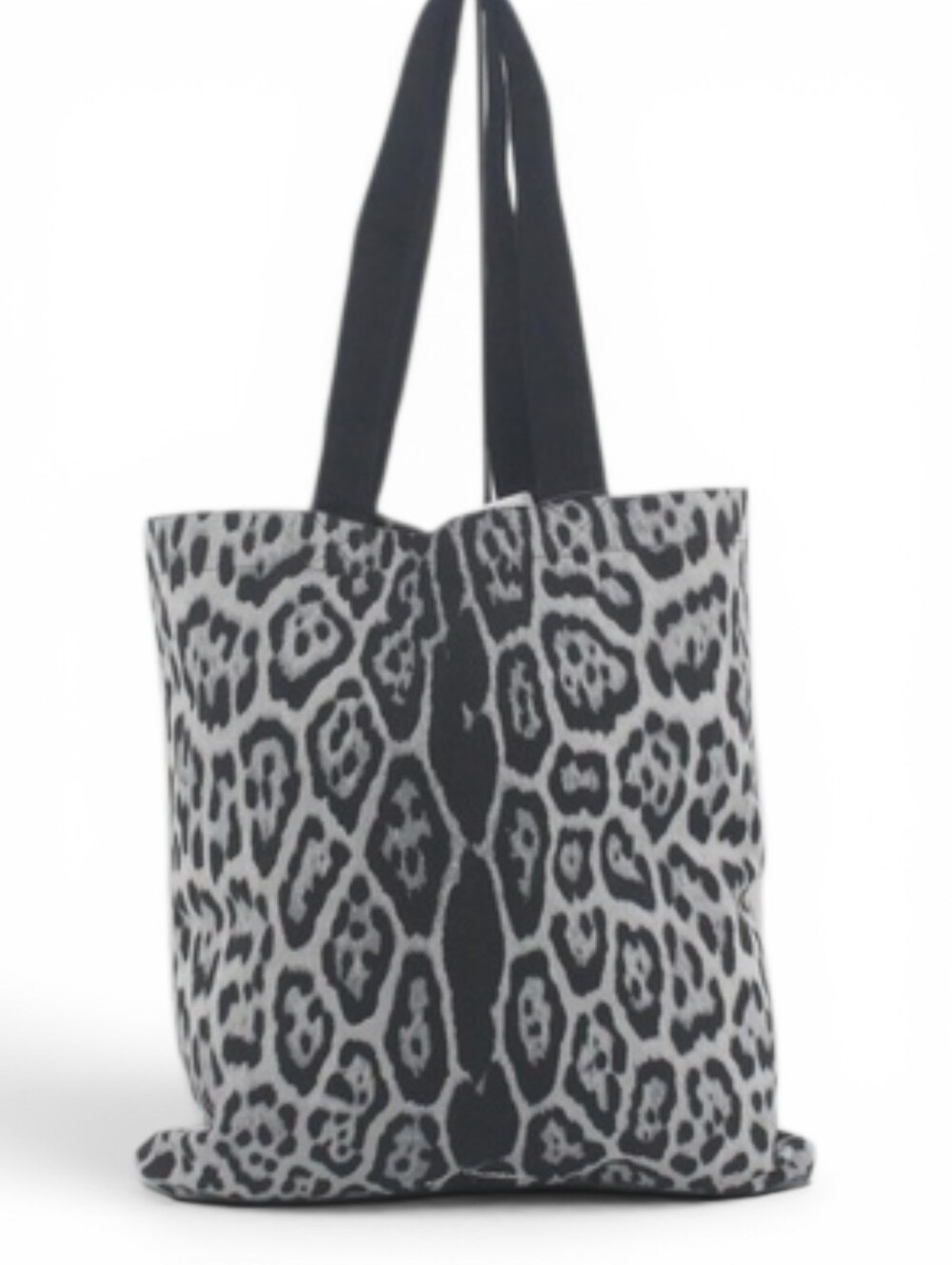 YSL Saint Laurent Black & Gray Leopard Print Tote Shoulder Bag